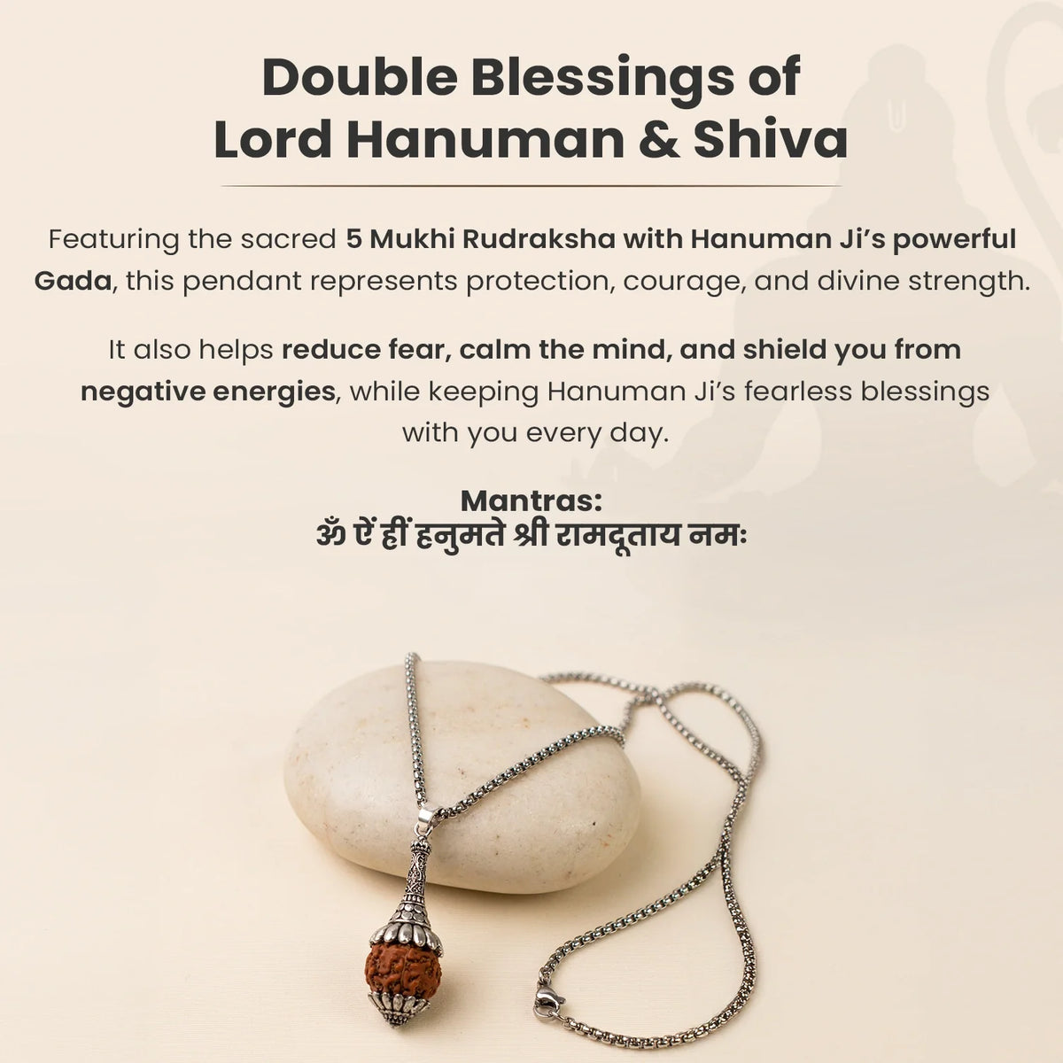 Siddh Rudraksha Hanuman Gada Pendant  | VastuKosha by Acharya Anuj