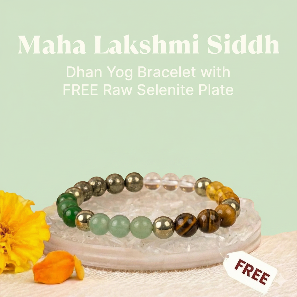 Maha Ashtlakshmi Siddh Dhan Yog Bracelet with FREE Raw Selenite Plate | VastuKosha by Acharya Anuj