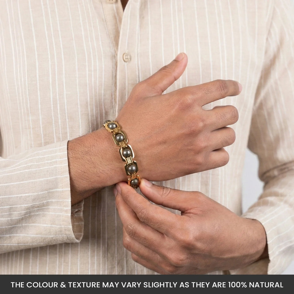 Metal Raw Pyrite Bracelet - Gold | VastuKosha by Acharya Anuj