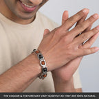 Metal Rudraksha and Karungali Bracelet - Silver | VastuKosha by Acharya Anuj