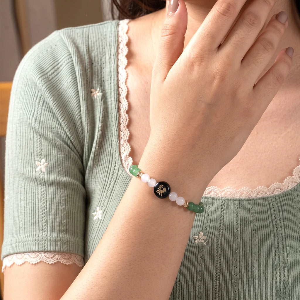 Gemini Zodiac Green Aventurine & Milky Quartz Bracelet for Women  | VastuKosha by Acharya Anuj