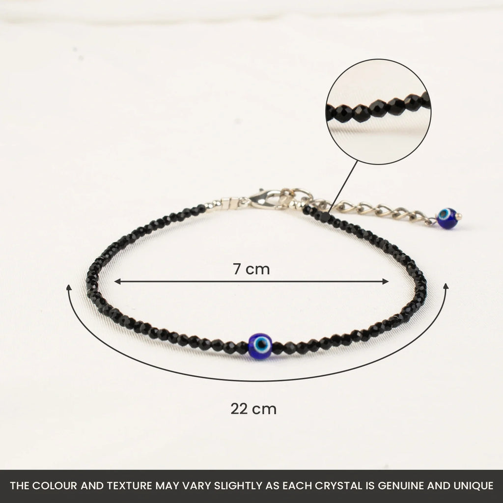 Black Tourmaline Anklet with Evil Eye Charm | VastuKosha by Acharya Anuj