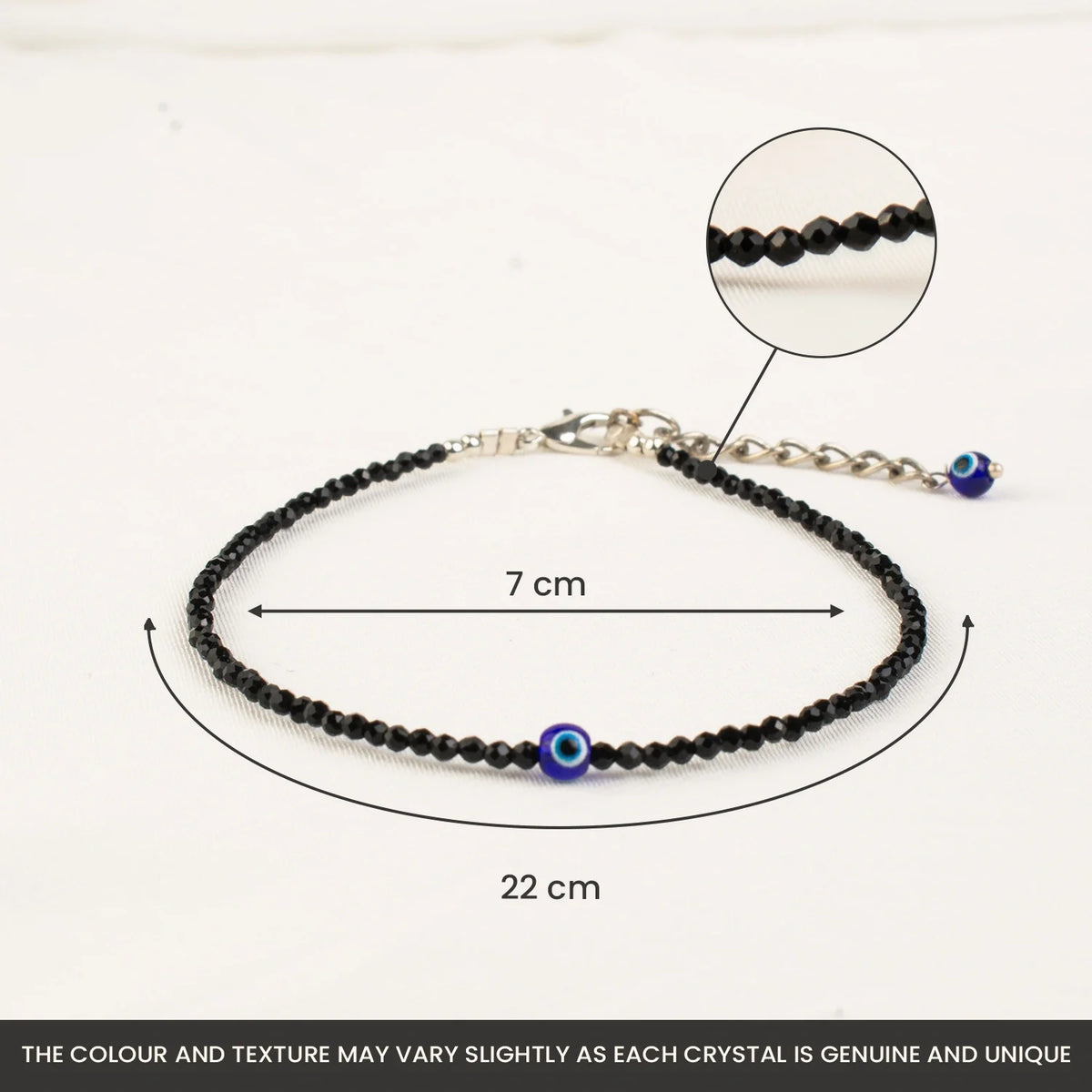 Black Tourmaline Anklet with Evil Eye Charm | VastuKosha by Acharya Anuj