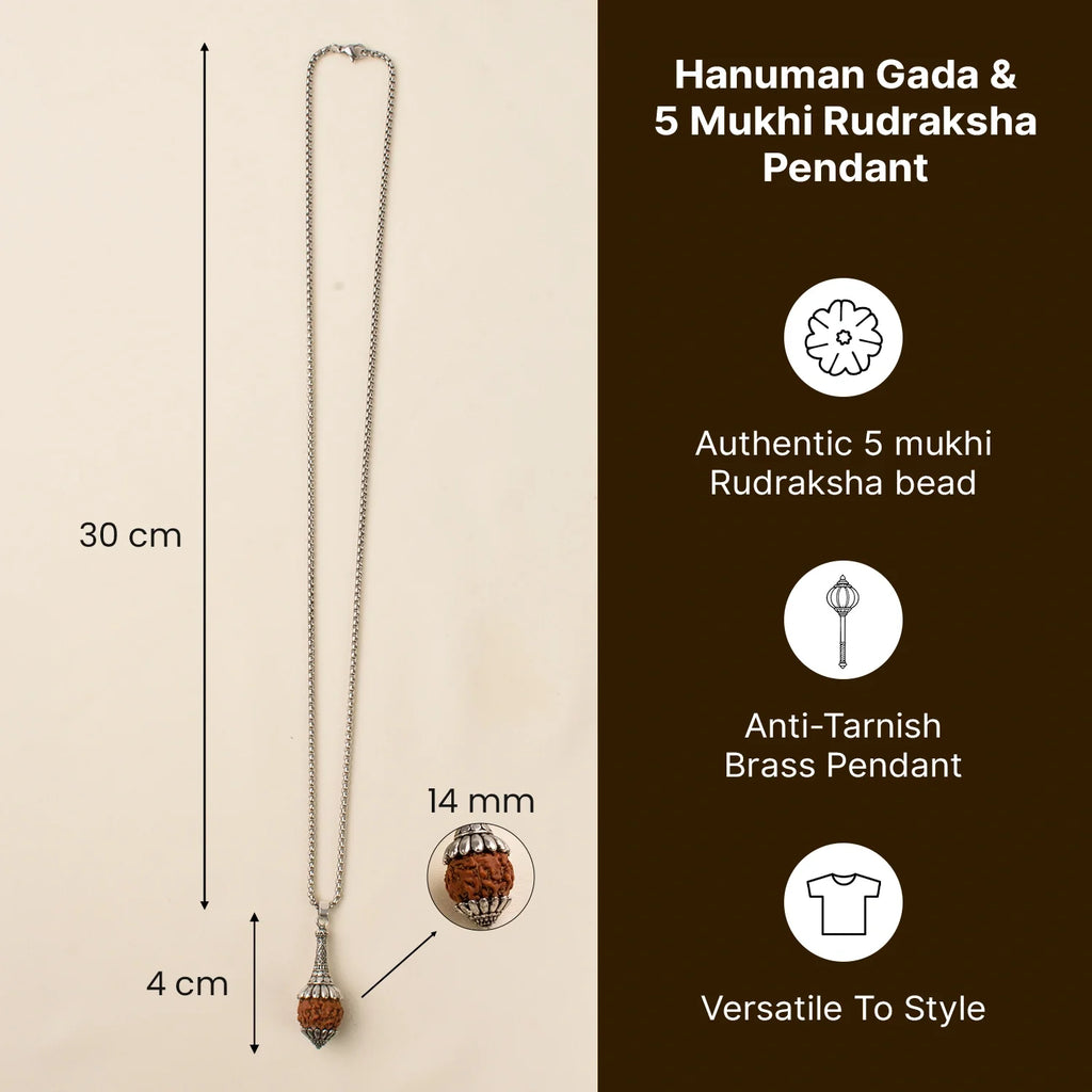 Siddh Rudraksha Hanuman Gada Pendant  | VastuKosha by Acharya Anuj