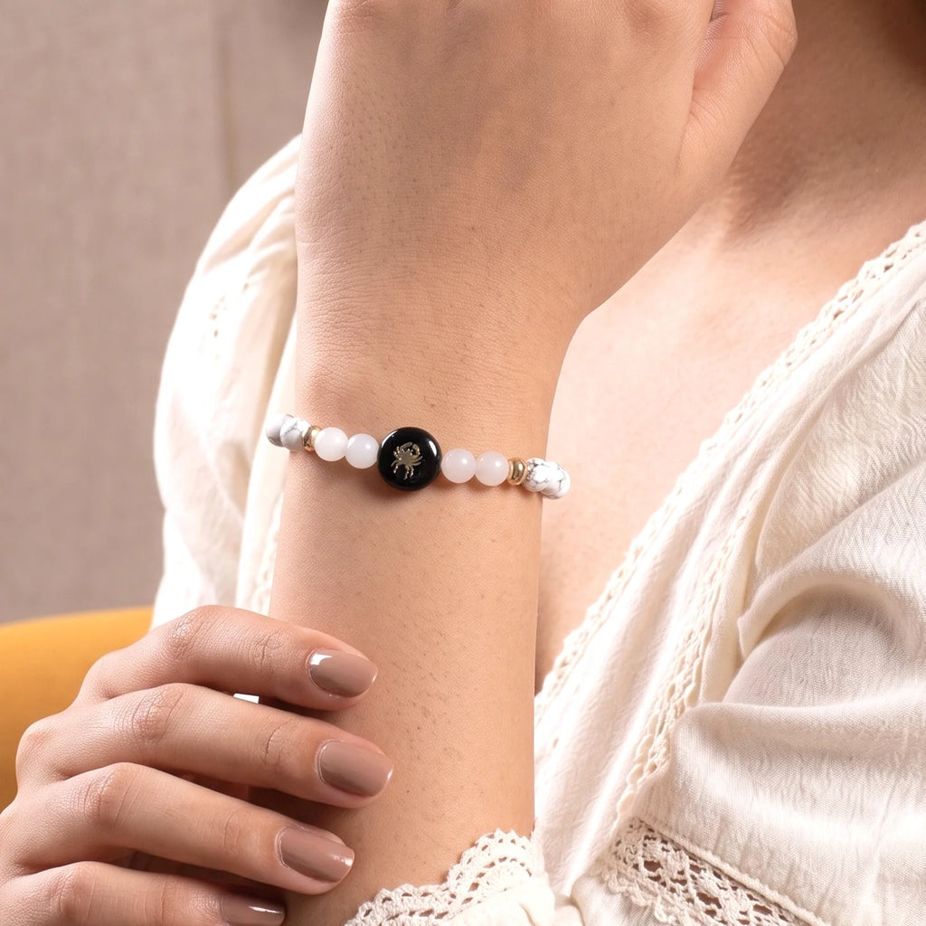 Cancer (‡§ï‡§∞‡•ç‡§ï ‡§∞‡§æ‡§∂‡§ø) Zodiac Howlite & Milky Quartz Bracelet for Women  | VastuKosha by Acharya Anuj