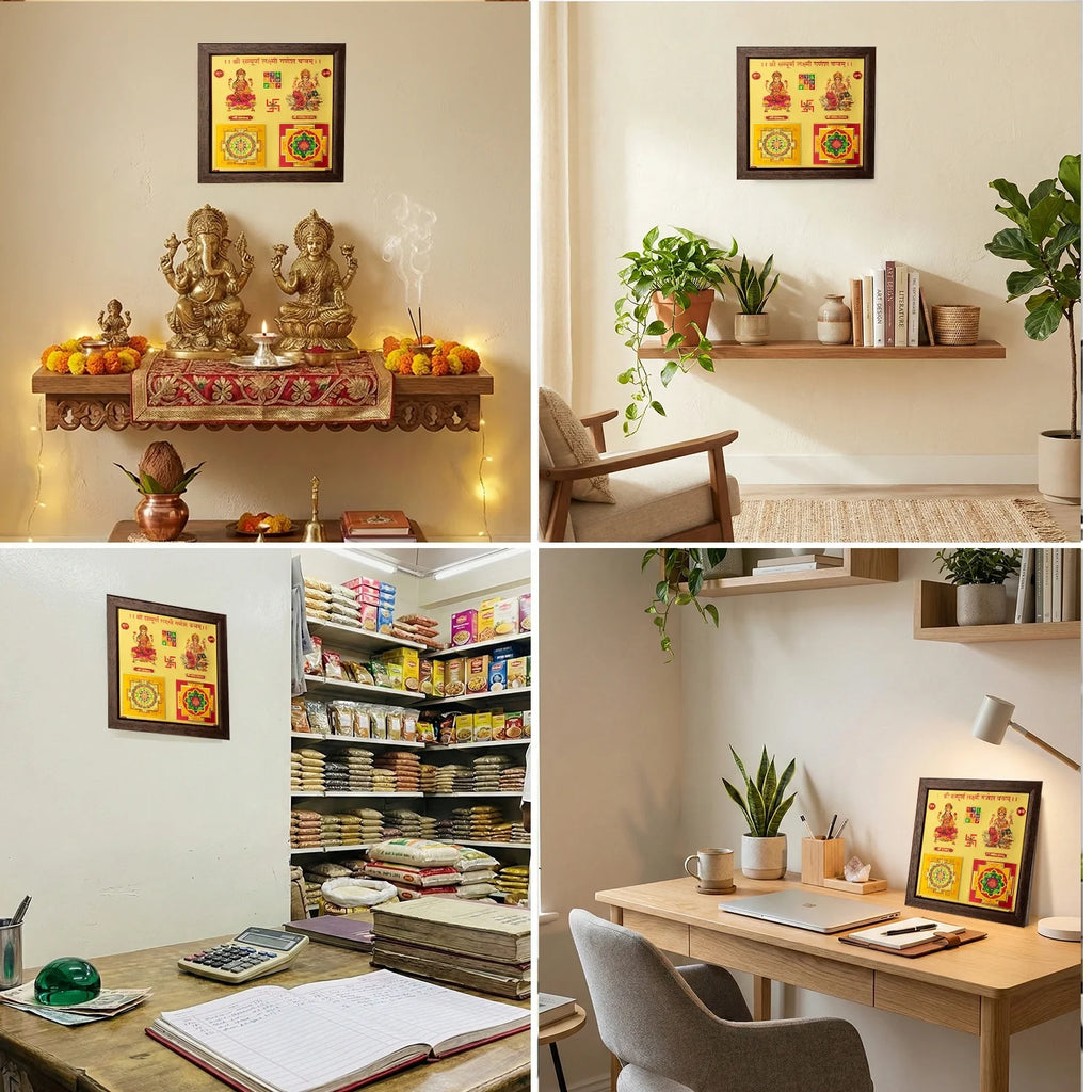 Shree Sampurna Lakshmi Ganesh Yantra (9√ó9 inch) with Frame | VastuKosha by Acharya Anuj