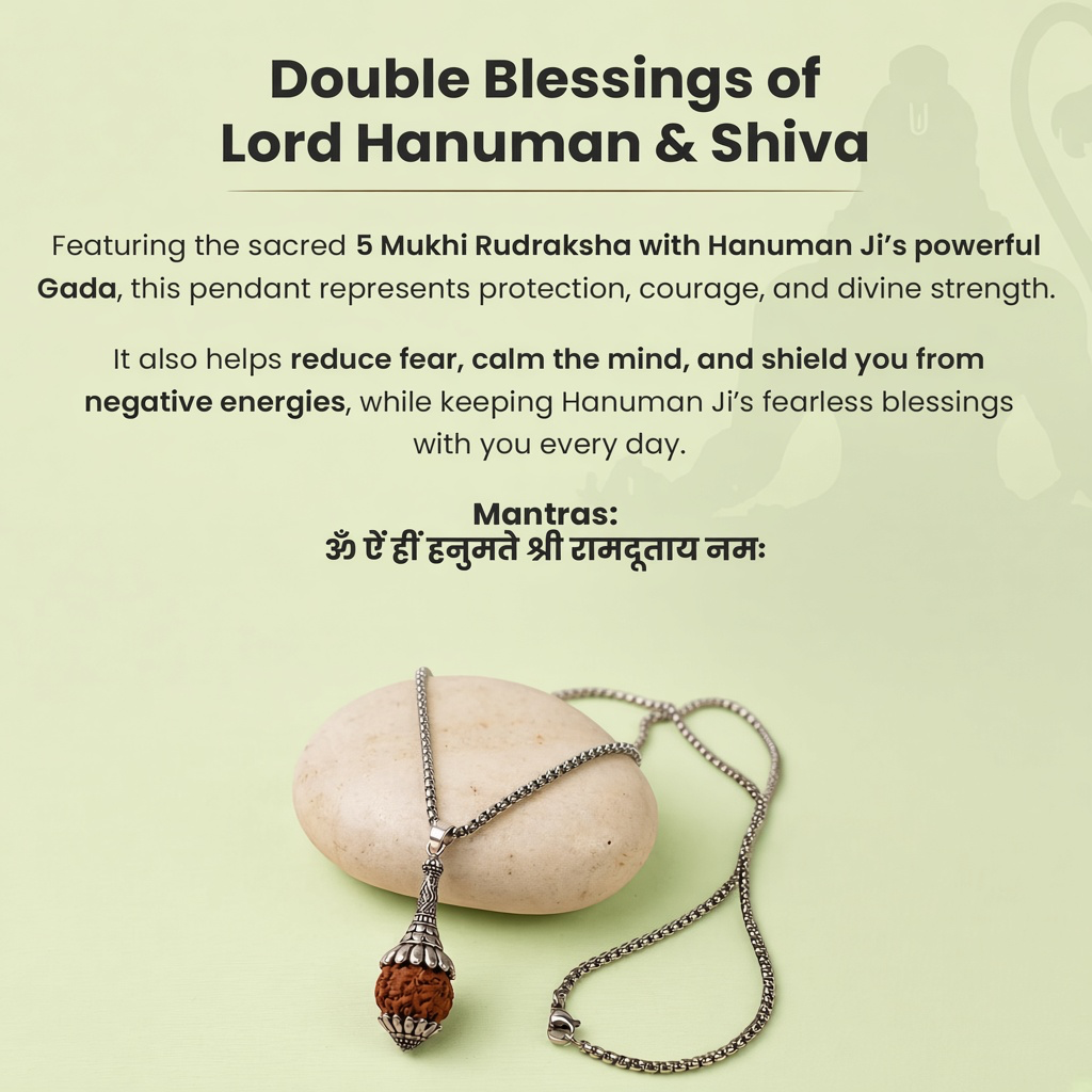 Siddh Rudraksha Hanuman Gada Pendant  | VastuKosha by Acharya Anuj