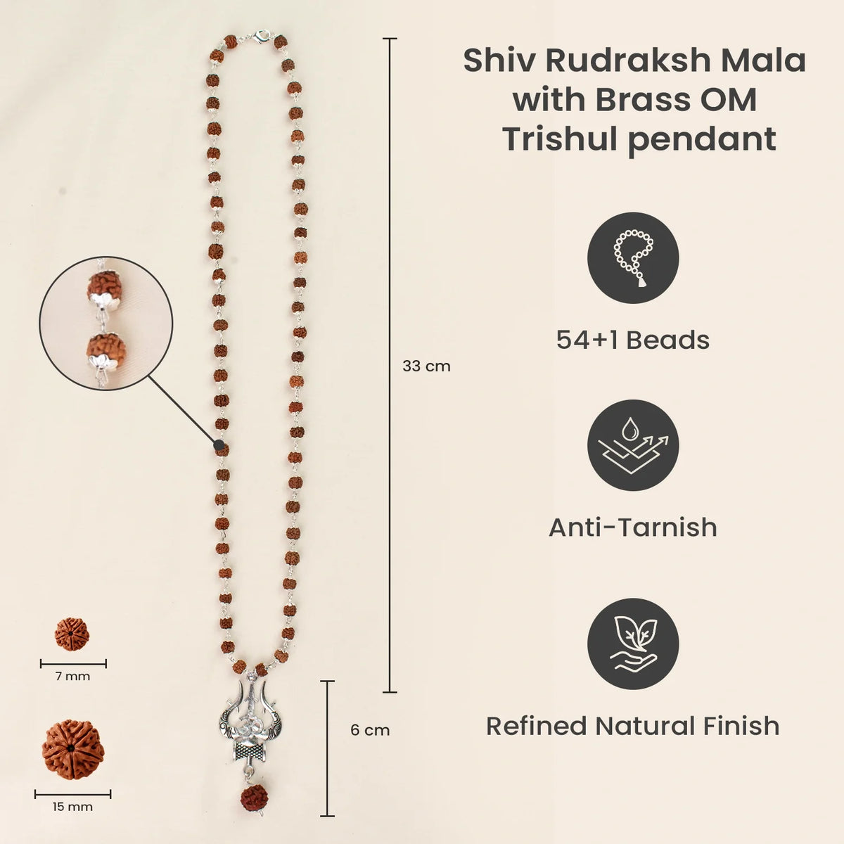 Shiv Rudraksha Mala with Om Shiva Trishul Pendant | VastuKosha by Acharya Anuj