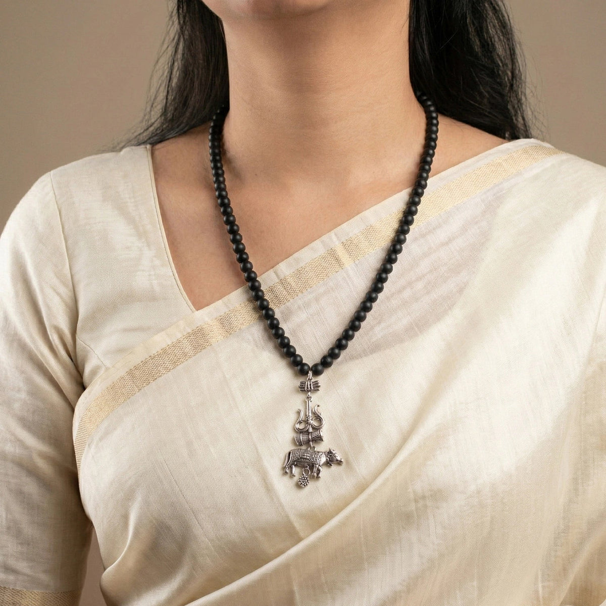 Rameshwaram Siddh Karthik Karungali Mala with Shiv Trishul Nandi Pendant | VastuKosha by Acharya Anuj