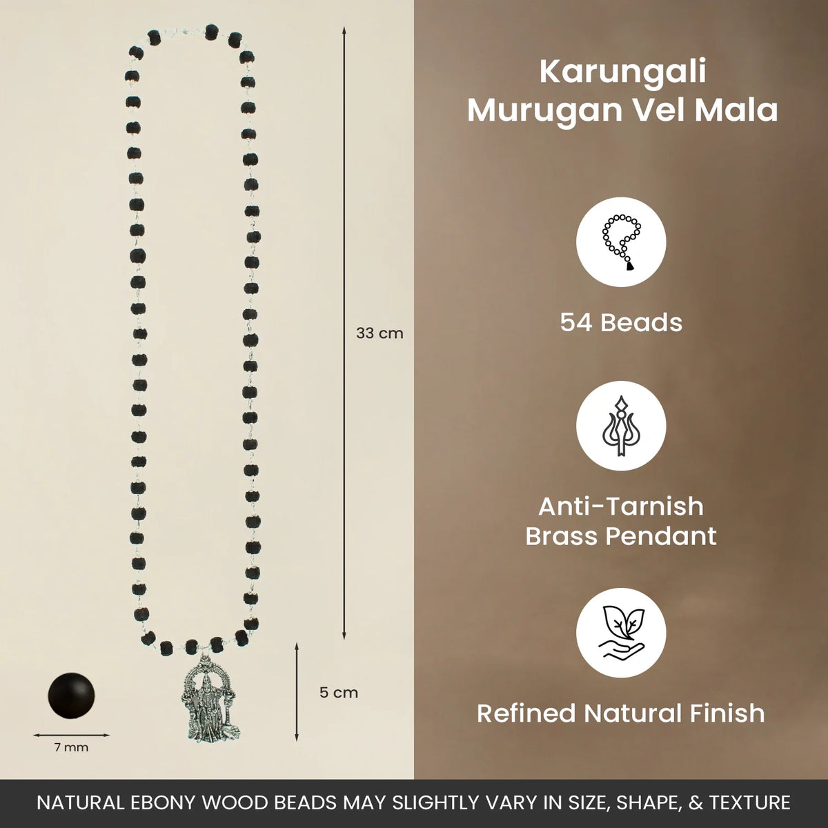 Rameshwaram Siddh Karthik Karungali Malai Murugan Vel Mala - 54 Beads | VastuKosha by Acharya Anuj