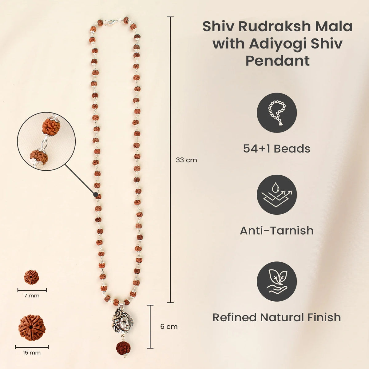 Shiv Rudraksha Mala with Adiyogi Shiv Pendant | VastuKosha by Acharya Anuj