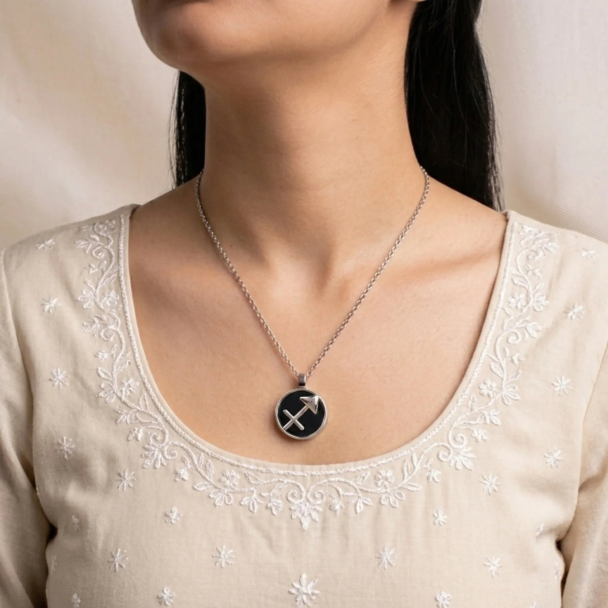Unisex Sagittarius Pendant (‡§ß‡§®‡•Å ‡§∞‡§æ‡§∂‡§ø) with Black Obsidian | VastuKosha by Acharya Anuj