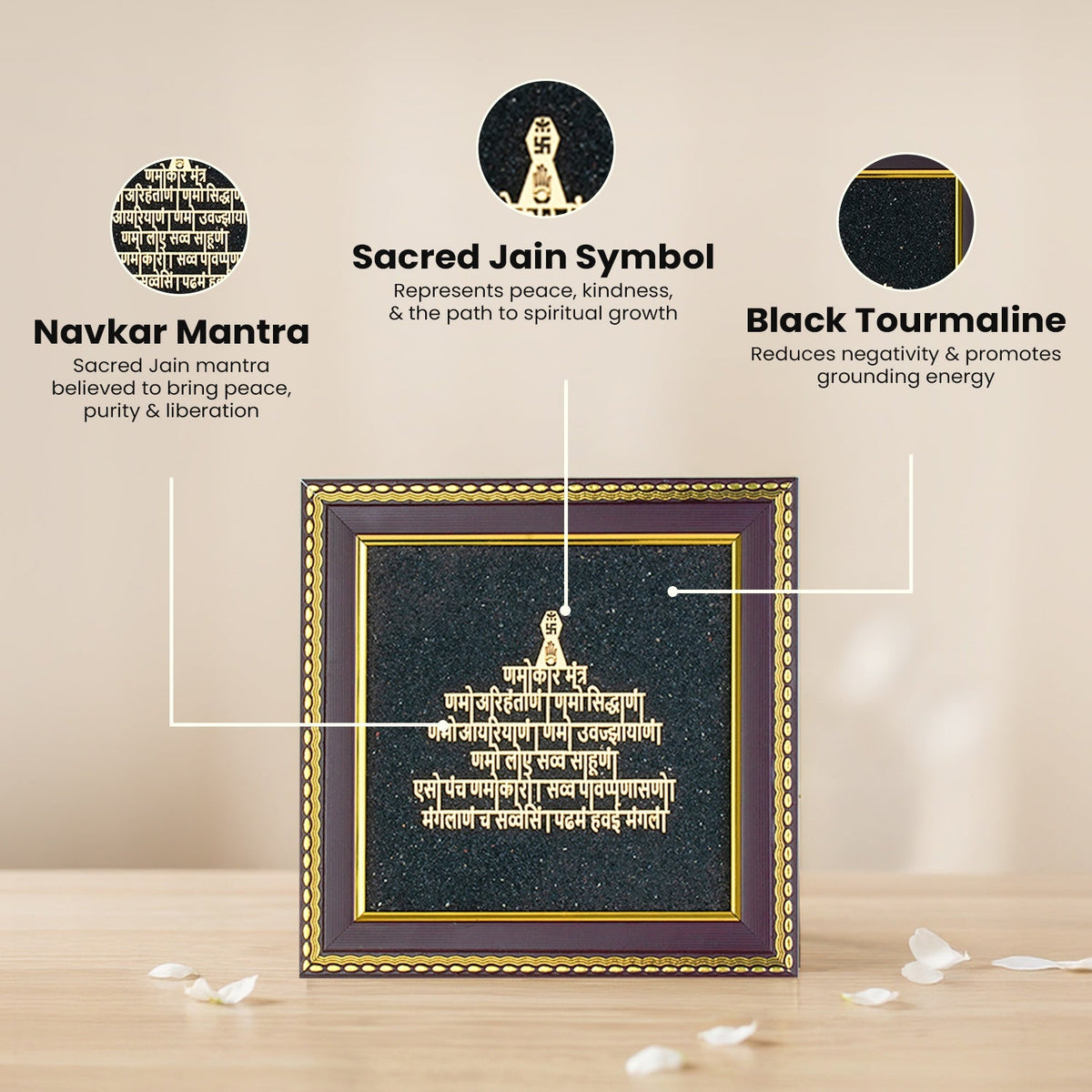 Jain Namokar Mantra Frame with Black Tourmaline | VastuKosha by Acharya Anuj