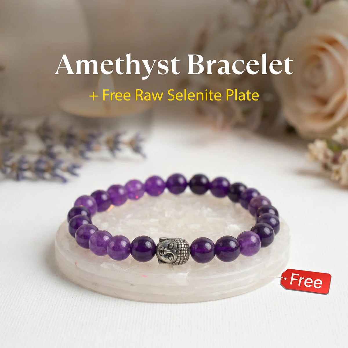 Amethyst Bracelet with FREE Raw Selenite Plate | VastuKosha by Acharya Anuj