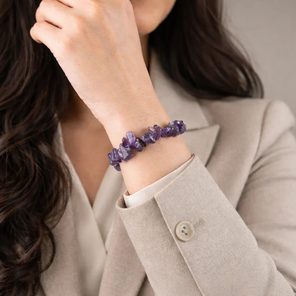Amethyst Chips Bracelet Stretchable | VastuKosha by Acharya Anuj