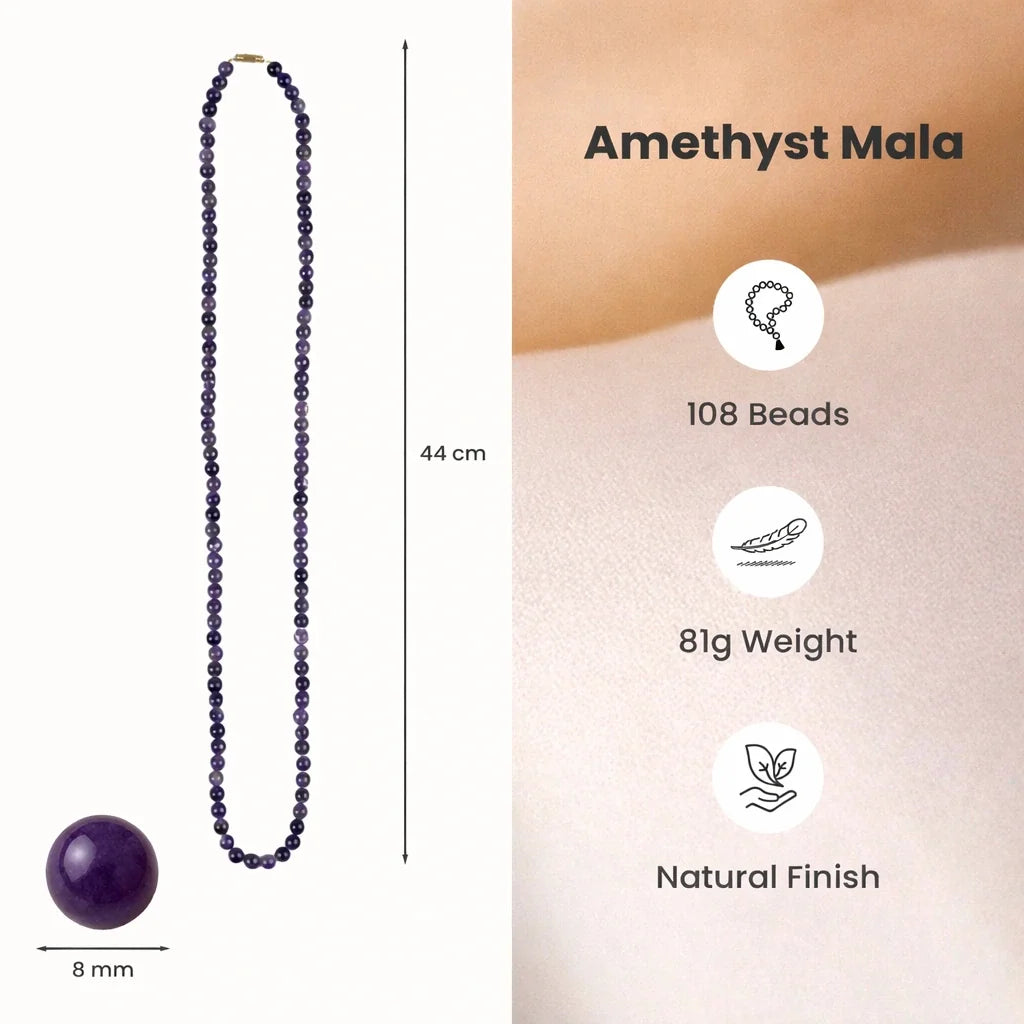 Amethyst Mala - 8mm || 108 Beads | VastuKosha by Acharya Anuj | VastuKosha by Acharya Anuj