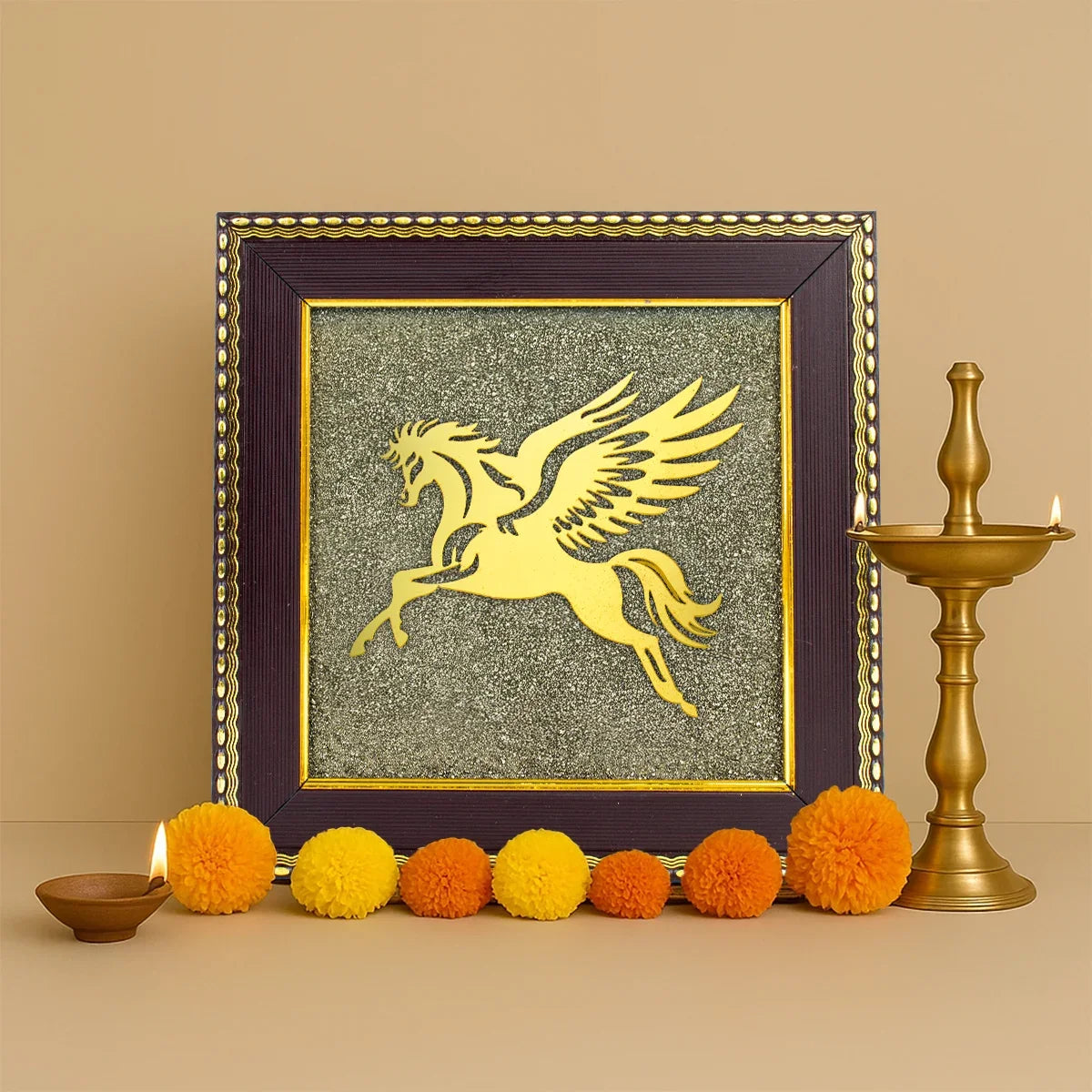 Flying Horse on Raw Pyrite Frame | VastuKosha by Acharya Anuj