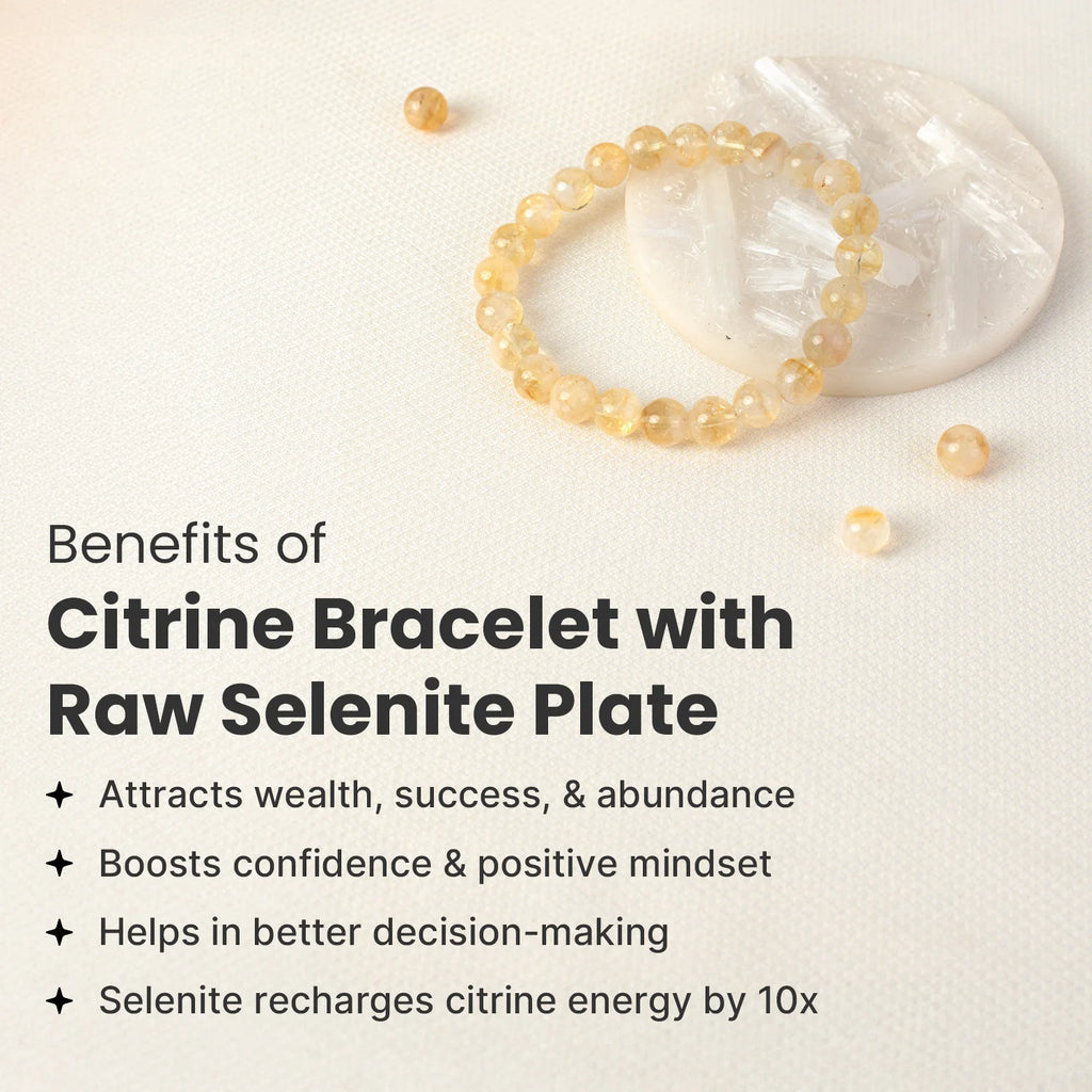 Citrine Bracelet with FREE Raw Selenite Plate | VastuKosha by Acharya Anuj