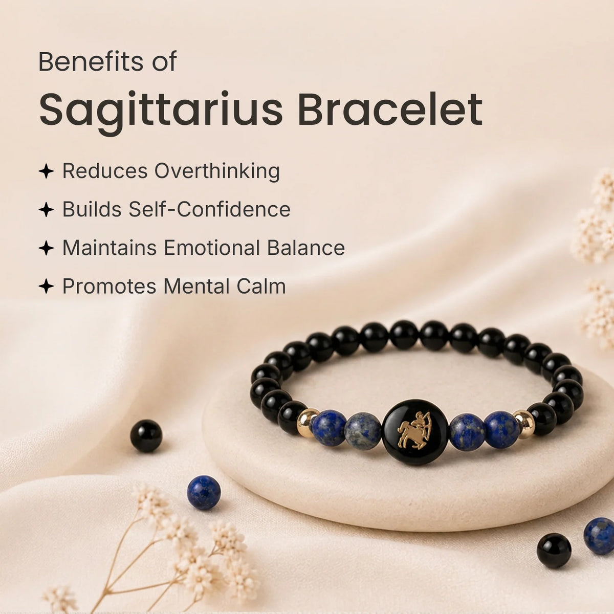 Sagittarius (‡§ß‡§®‡•Å ‡§∞‡§æ‡§∂‡§ø) Zodiac Black Obsidian & Lapis Lazuli Bracelet for Women  | VastuKosha by Acharya Anuj