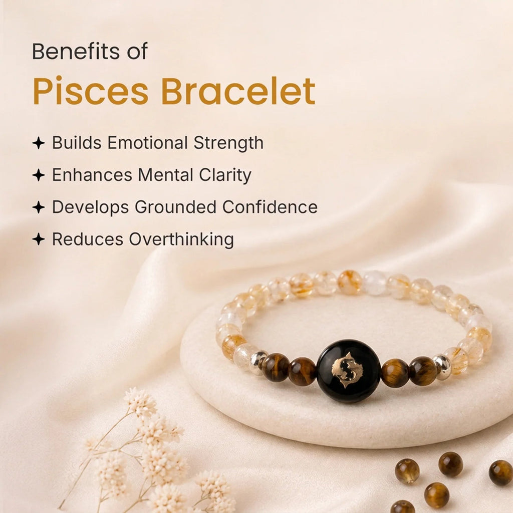 Pisces (‡§Æ‡•Ä‡§® ‡§∞‡§æ‡§∂‡§ø) Zodiac Citrine & Tiger Eye Bracelet for Women  | VastuKosha by Acharya Anuj