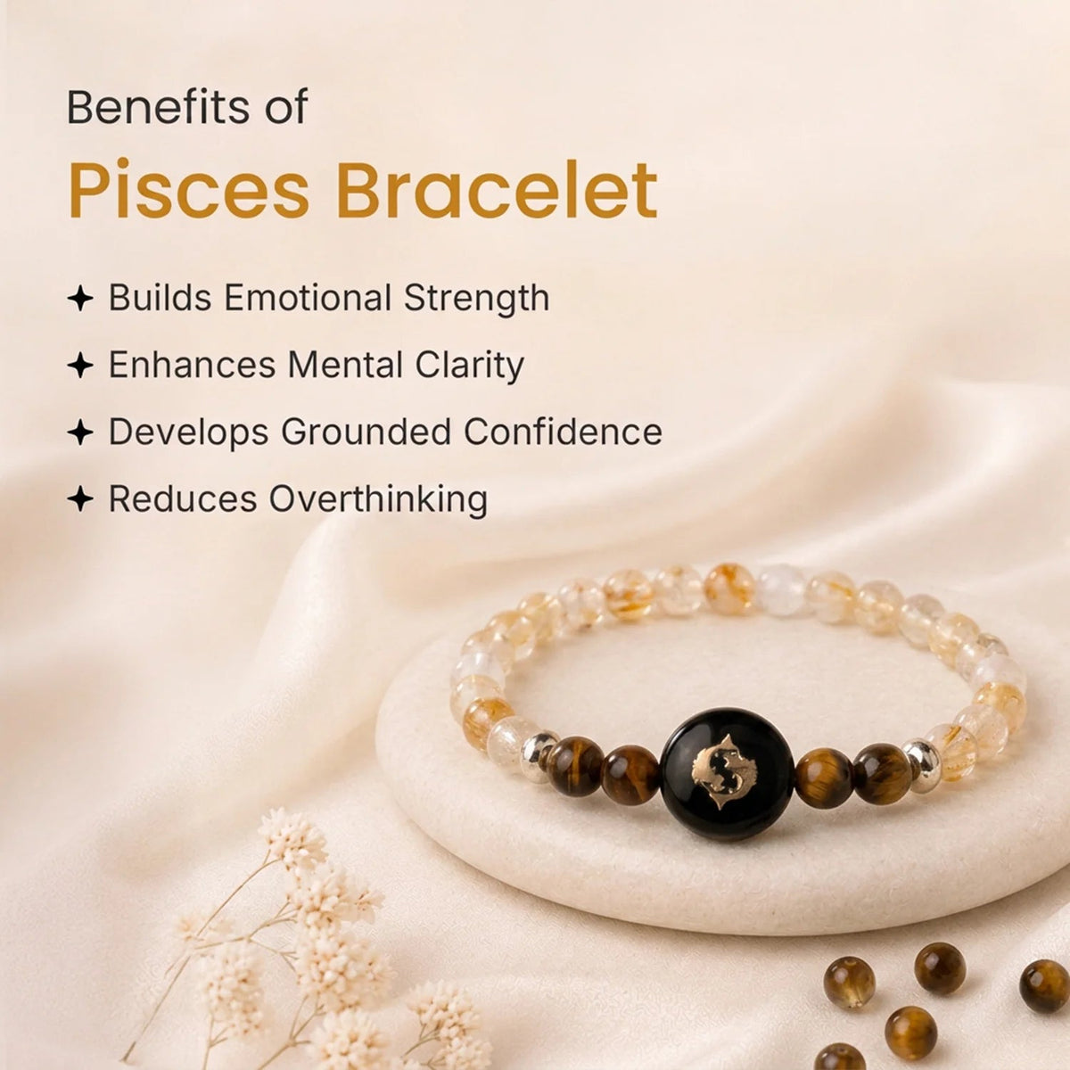 Pisces (‡§Æ‡•Ä‡§® ‡§∞‡§æ‡§∂‡§ø) Zodiac Citrine & Tiger Eye Bracelet for Women  | VastuKosha by Acharya Anuj