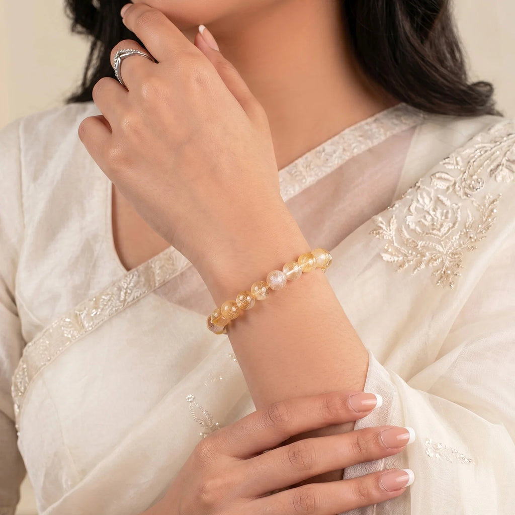 Citrine Bracelet with FREE Raw Selenite Plate | VastuKosha by Acharya Anuj