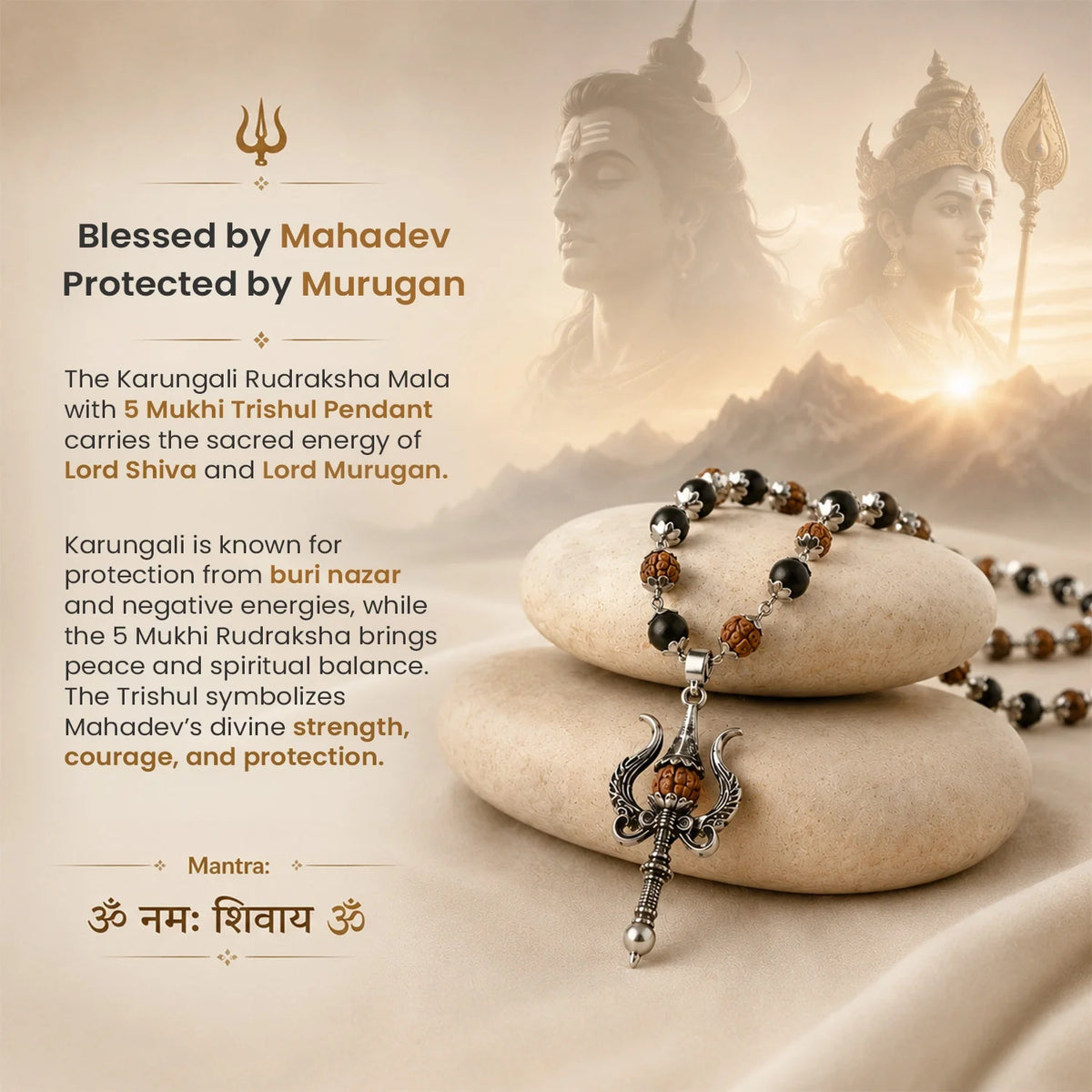 Divya Raksha Mala With 5 Mukhi Trishul Pendant | VastuKosha by Acharya Anuj