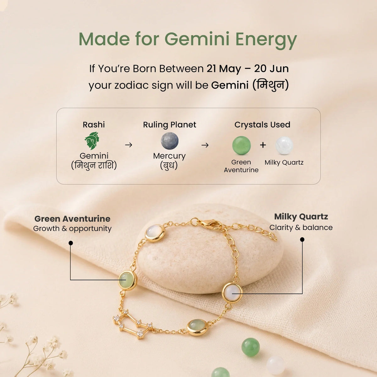 Gemini  Zodiac Constellation Bracelet for Women | VastuKosha by Acharya Anuj