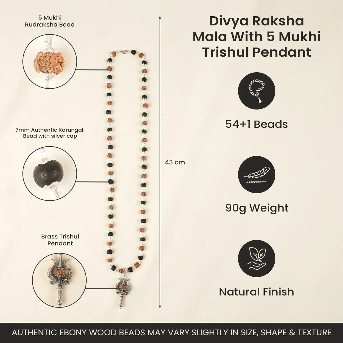 Divya Raksha Mala With 5 Mukhi Trishul Pendant | VastuKosha by Acharya Anuj