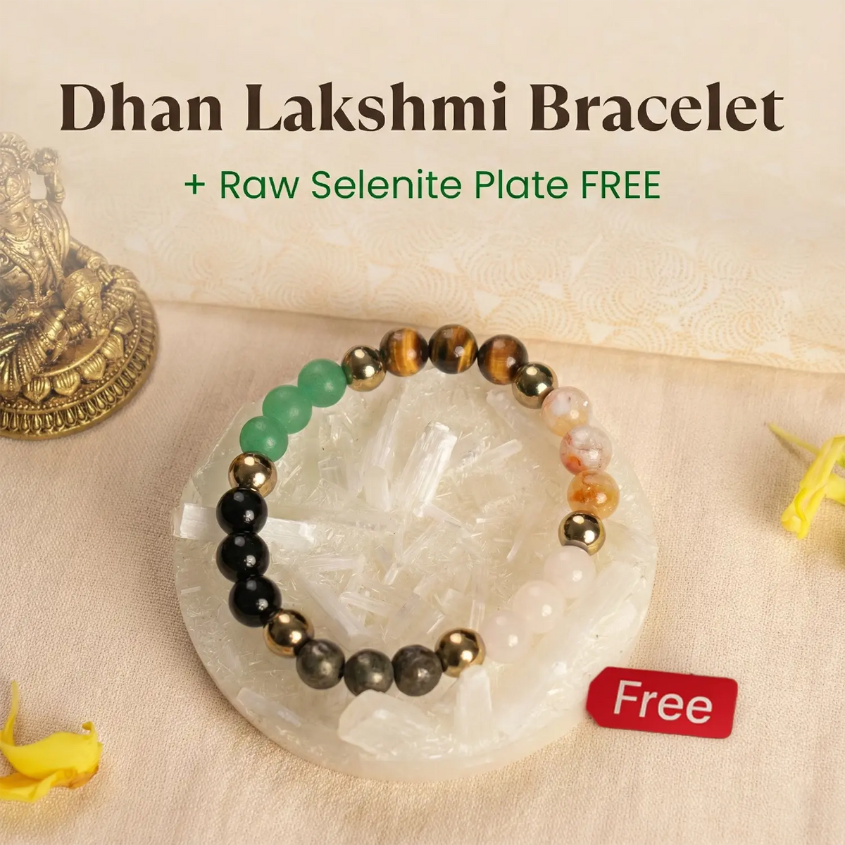 Dhan Lakshmi Bracelet with Free Raw Selenite Plate | VastuKosha by Acharya Anuj