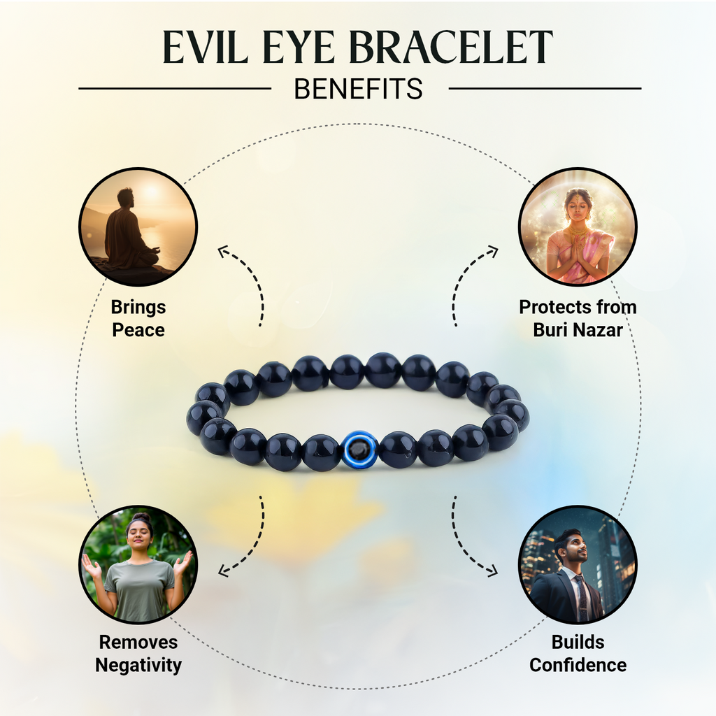 Evil Eye Bracelet with Black Obsidian  | VastuKosha by Acharya Anuj