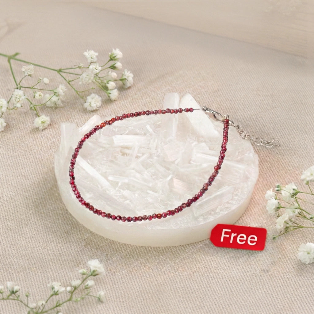 Garnet Anklet with FREE Raw Selenite Plate | VastuKosha by Acharya Anuj