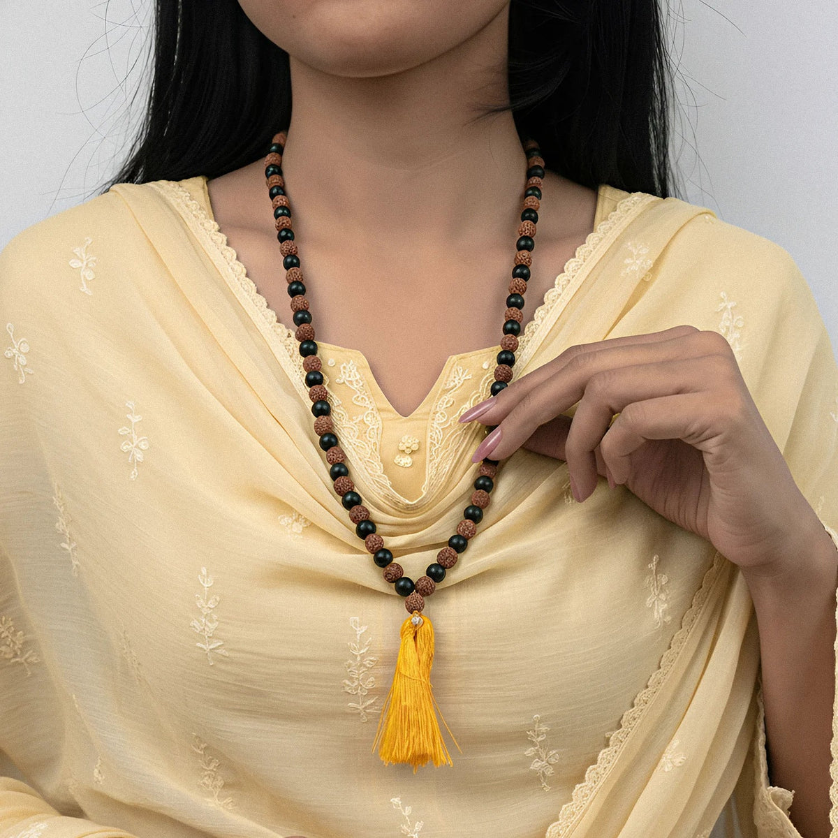 Divya Raksha Rudraksha & Karungali Mala 8mm - 108+1 Beads | VastuKosha by Acharya Anuj