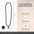 Rameshwaram Siddh Karthik Karungali Malai 8mm Stretchable - 108+1 Beads (Original Ebony Wood) | VastuKosha by Acharya Anuj