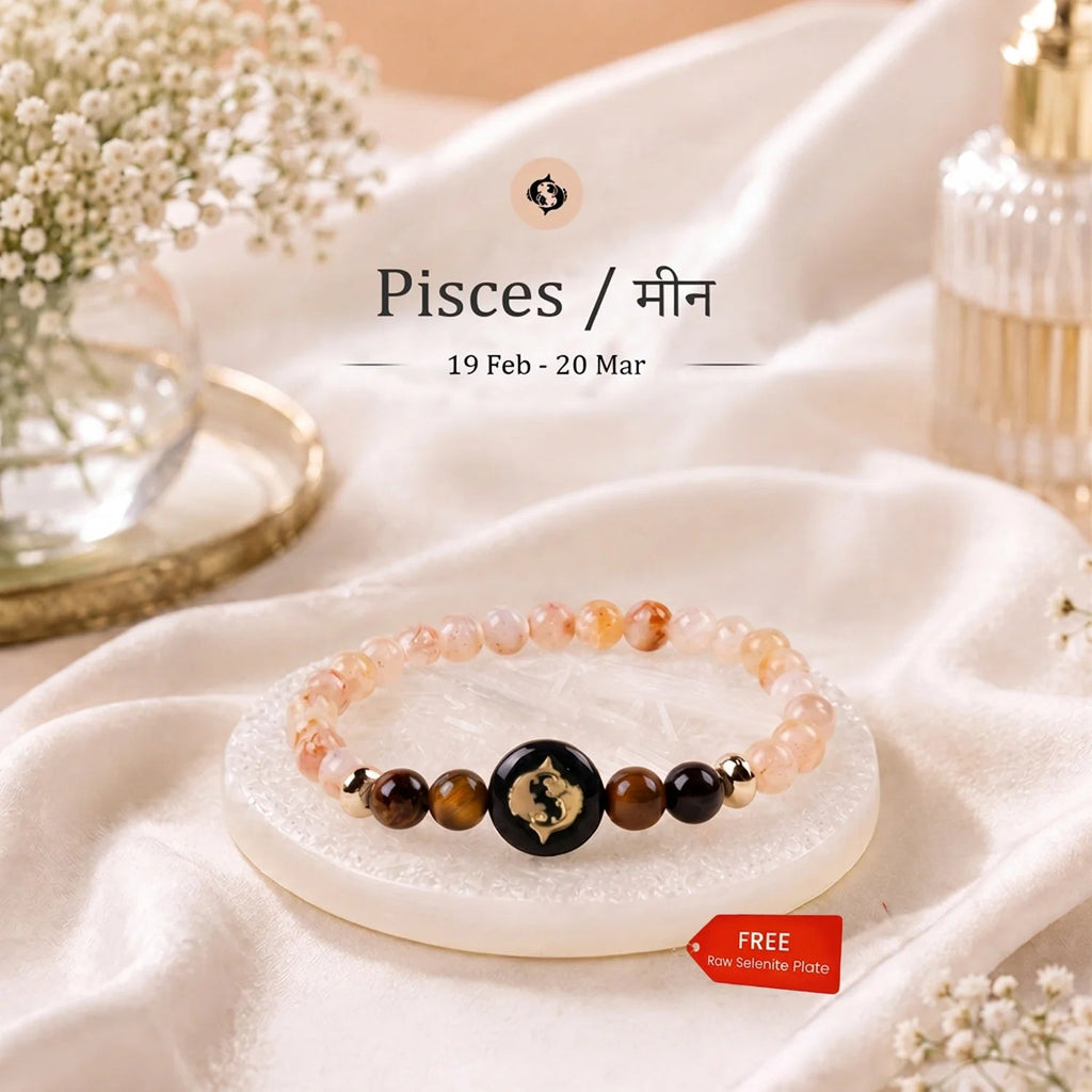 Pisces (‡§Æ‡•Ä‡§® ‡§∞‡§æ‡§∂‡§ø) Zodiac Citrine & Tiger Eye Bracelet for Women  | VastuKosha by Acharya Anuj
