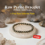 Raw Pyrite Bracelet (Women - 6mm¬†Beads) with FREE Raw Selenite Plate | VastuKosha by Acharya Anuj
