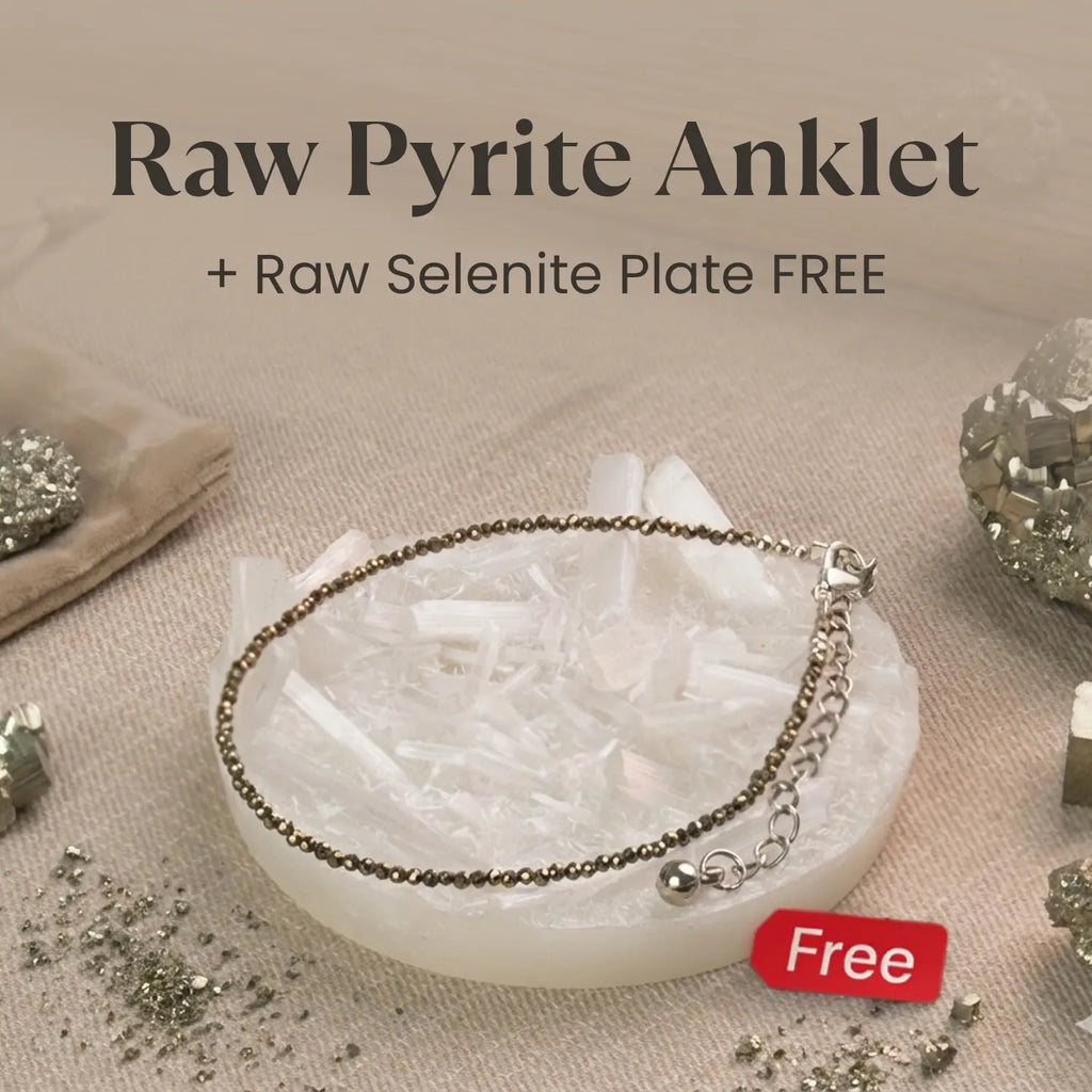 Raw Pyrite Anklet with Free Raw Selenite Plate | VastuKosha by Acharya Anuj