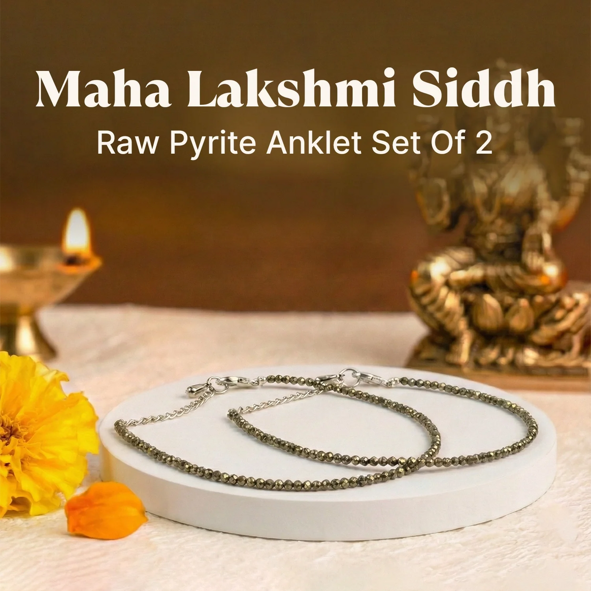 Maha Ashtlakshmi Siddh Raw Pyrite Anklet Set Of 2  | VastuKosha by Acharya Anuj