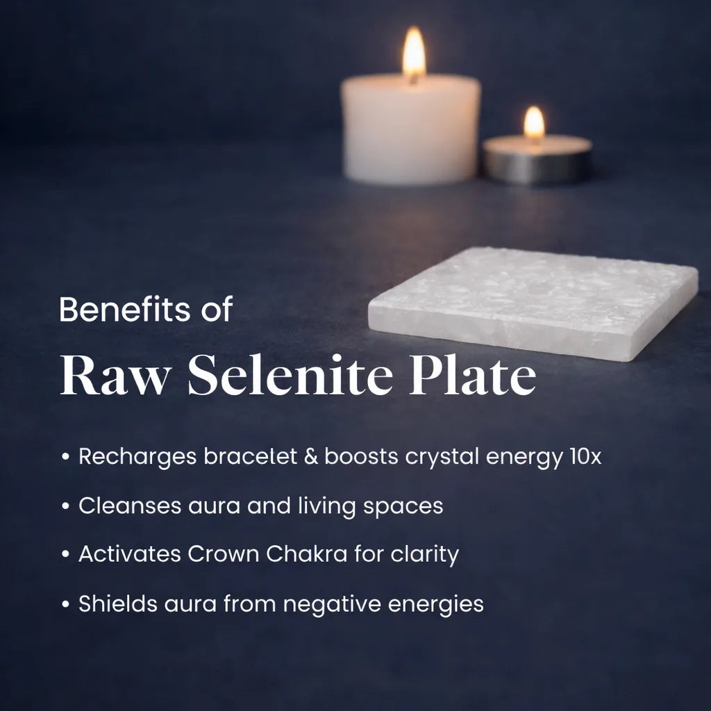 Rose Quartz Pyramid with Free Raw Square Selenite Plate | VastuKosha by Acharya Anuj