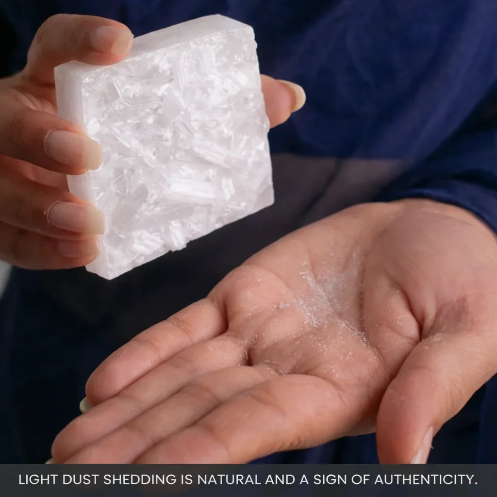 Rose Quartz Pyramid with Free Raw Square Selenite Plate | VastuKosha by Acharya Anuj
