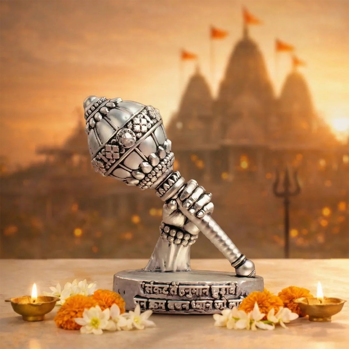 Siddh 999 Silver Plated Hanuman Gada Idol  | VastuKosha by Acharya Anuj