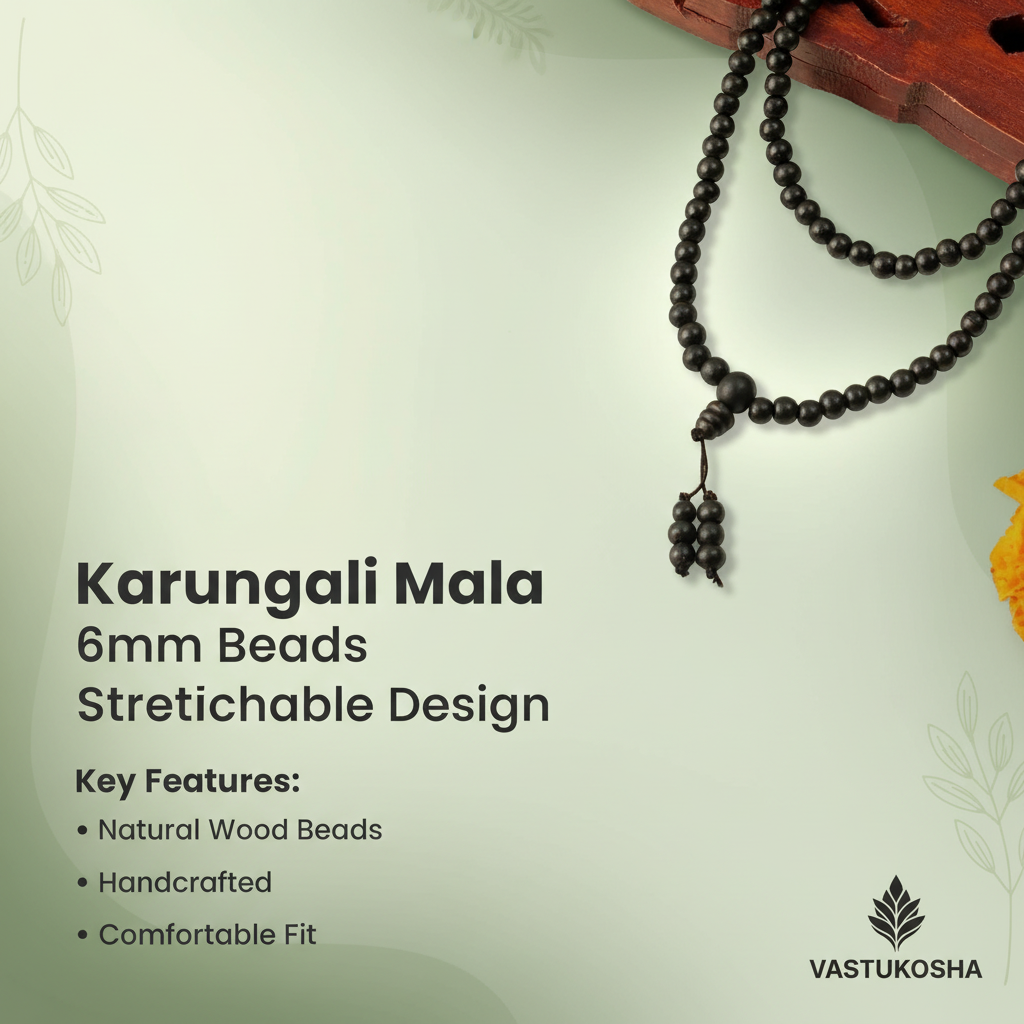 Rameshwaram Siddh Karthik Karungali Malai 6mm Stretchable - 108+1 Beads (Original Ebony Wood) | VastuKosha by Acharya Anuj
