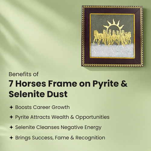 7 Horses on Pyrite & Selenite Dust Frame  | VastuKosha by Acharya Anuj