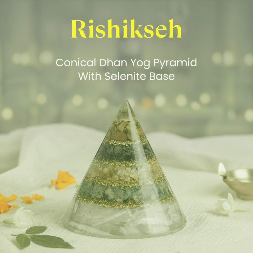 Rishikesh Siddh Conical Dhan Yog Pyramid With Selenite Base | VastuKosha by Acharya Anuj