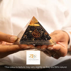 Black Obsidian Pyramid with Free Raw Square Selenite Plate | VastuKosha by Acharya Anuj