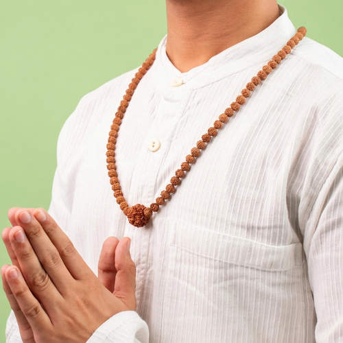 7 Mukhi Rudraksha Bead in 5 Mukhi Rudraksha Mala | VastuKosha by Acharya Anuj
