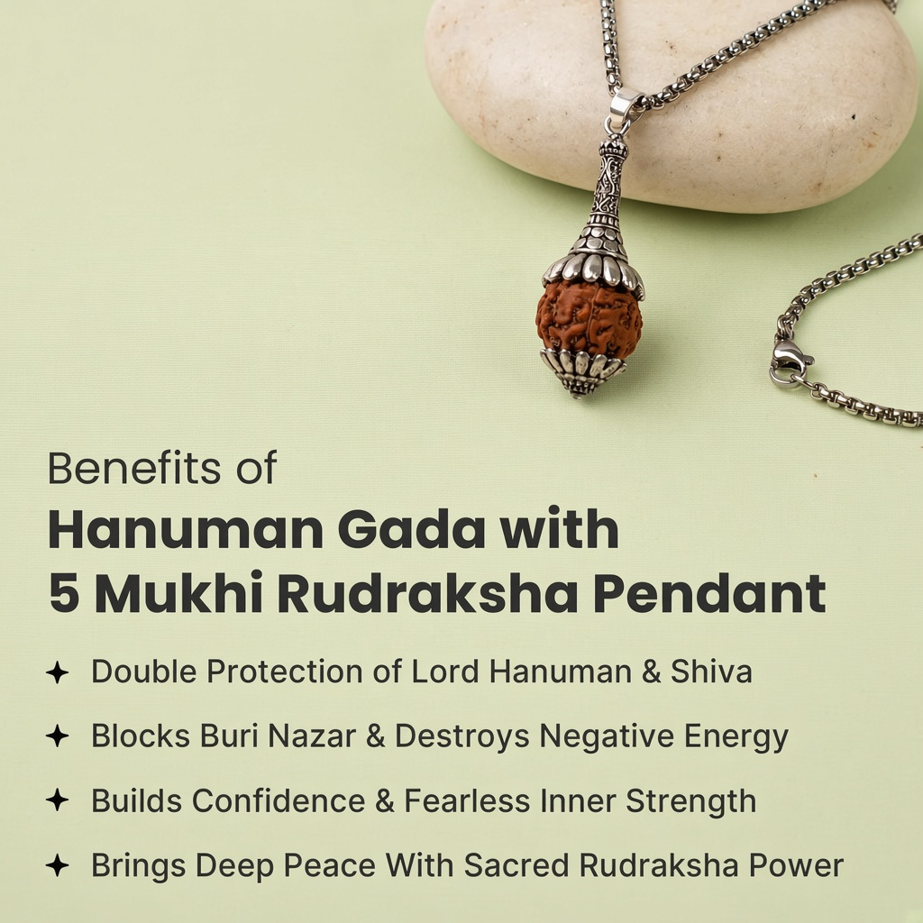Siddh Rudraksha Hanuman Gada Pendant  | VastuKosha by Acharya Anuj