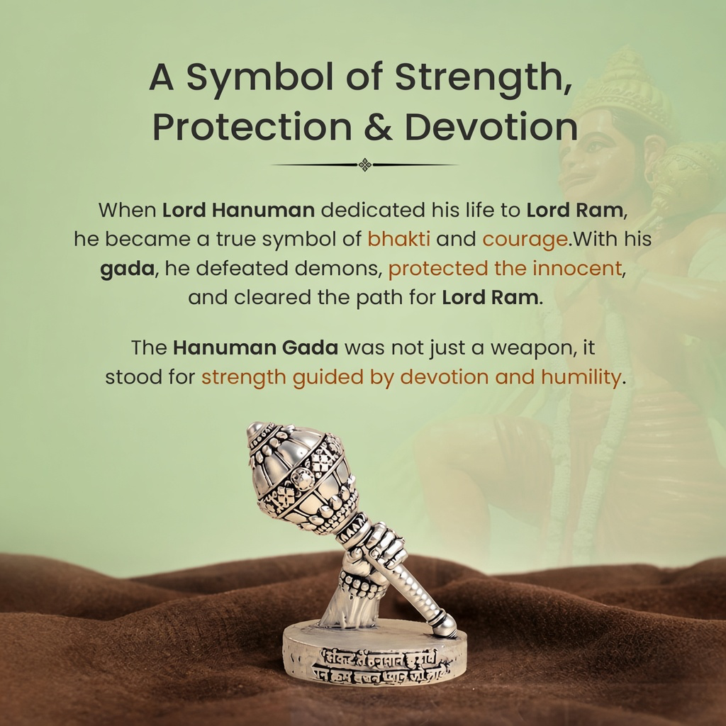 Siddh 999 Silver Plated Hanuman Gada Idol  | VastuKosha by Acharya Anuj