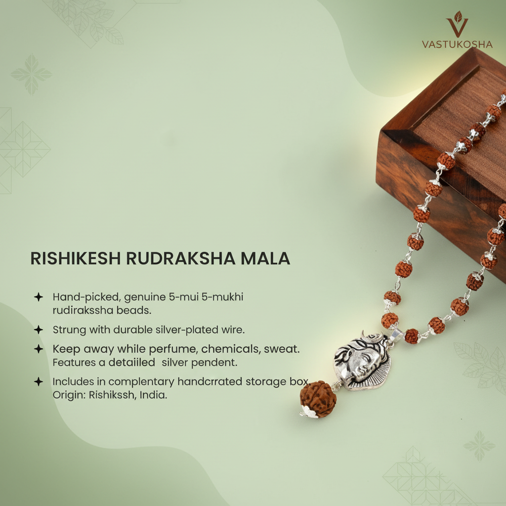 Rishikesh Siddh Shiv Rudraksha Mala with Adiyogi Shiv Pendant | VastuKosha by Acharya Anuj