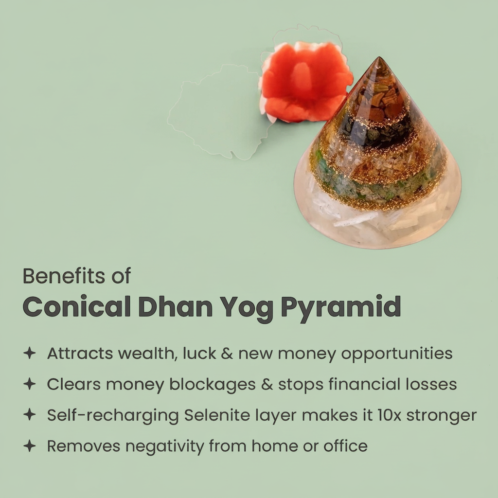 Rishikesh Siddh Conical Dhan Yog Pyramid With Selenite Base | VastuKosha by Acharya Anuj